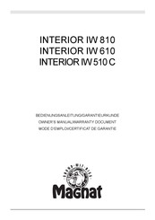 Magnat INTERIOR IW 810 Mode D'emploi/Certificat De Garantie