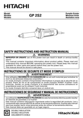 Hitachi Koki GP 2S2 Instructions De Sécurité Et Mode D'emploi