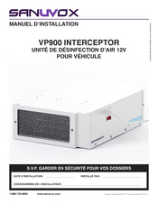 Sanuvox VP900 INTERCEPTOR Manuel D'installation