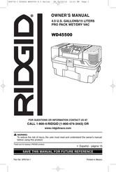 RIDGID WD45500 Mode D'emploi