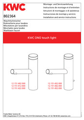 KWC ONO touch light 12.151.432.000 Instructions De Montage Et D'entretien