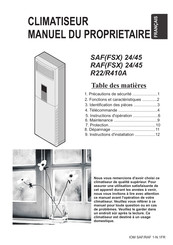 Airwell SAF 24 Manuel Du Propriétaire