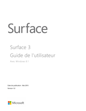 Microsoft Surface 3 Guide De L'utilisateur