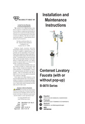 T&S B-0870 Série Instructions Pour L'installation Et La Maintenance