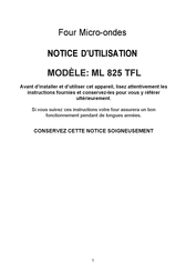 Teka ML 825 TFL Notice D'utilisation