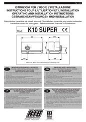 Rib K10 SUPER Instructions Pour L'utilisation Et L'installation