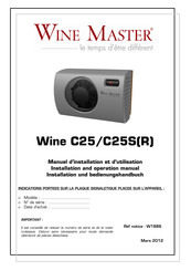 Wine Master C25SR Manuel D'installation Et D'utilisation
