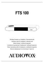 Audiovox FTS 100 Mode D'emploi