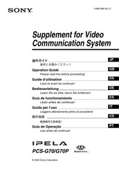 Sony IPELA PCS-G70P Guide D'utilisation