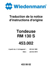 Wiedenmann RM 130 S Notice D'instruction D'origine