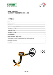 Garrett Metal Detectors ACE 250 Mode D'emploi