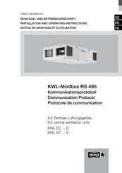 Helios KWL EC S Série Notice De Montage Et D'utilisation