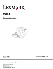 Lexmark W840 Guide De L'utilisateur