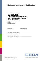 GEDA FIXLIFT 250 Notice De Montage Et D'utilisation