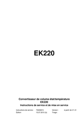 Elster EK220 Instructions De Service