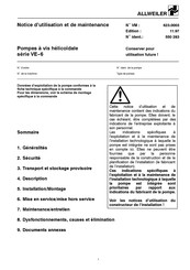 Allweiler VE-6 Série Notice D'utilisation Et De Maintenance