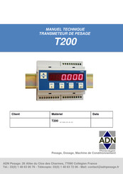 ADN pesage T200 Manuel Technique