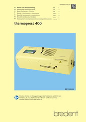 bredent thermopress 400 Manuel D'utilisation Et D'entretien