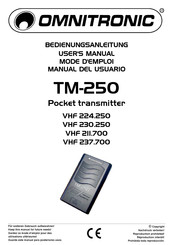 Omnitronic VHF 224.250 Mode D'emploi