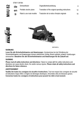 Mafell MHU 82 Traduction De La Notice D'emploi Originale