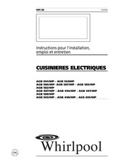 Whirlpool AGB 503/WP Instructions Pour L'installation, Emploi Et Entretien