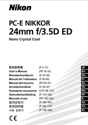 Nikon PC-E NIKKOR 24mm f/3.5D ED Manuel De L'utilisateur