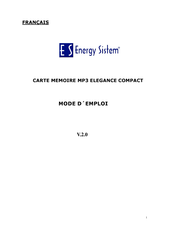 ENERGY SISTEM ELEGANCE COMPACT Mode D'emploi