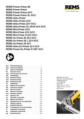 REMS Akku-Press XL 45 kN 22 V ACC Notice D'utilisation