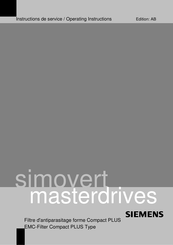 Siemens Simovert masterdrives 6SE7016-0EP87-0FB0 Instructions De Service