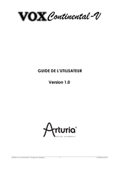 Arturia VOX Continental-V Guide De L'utilisateur