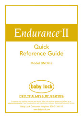 Baby Lock Endurance II Guide De Démarrage Rapide