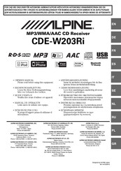 Alpine CDE-W203Ri Mode D'emploi