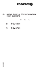 ROSIERES RCV 676.1 Notice D'emploi Et D'installation