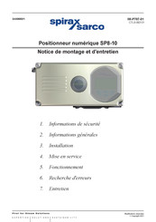 Spirax Sarco SP8-10 Notice De Montage Et D'entretien