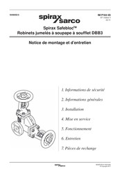 Spirax Sarco Safebloc DBB3 Notice De Montage Et D'entretien