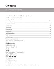 Vitamix Total Nutrition Center 3 Manuel De L'utilisateur
