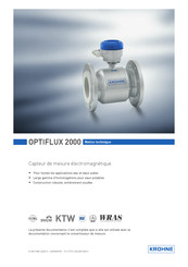 Krohne OPTIFLUX 2000 Notice Technique