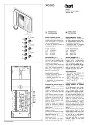 Bpt XO/200 Mode D'emploi