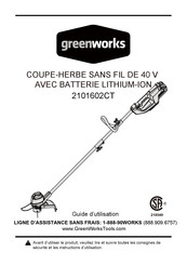 GreenWorks 2101602CT Guide D'utilisation