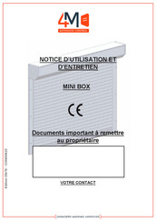 4M MINI BOX Notice D'utilisation Et D'entretien