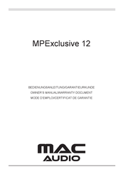 MAC Audio MPExclusive 12 Mode D'emploi/Certificat De Garantie