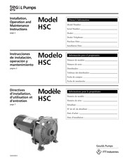 ITT Industries G&L Pumps HSC Directives D'installation, D'utilisation Et D'entretien
