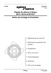Spirax Sarco DCV3 Notice De Montage Et D'entretien