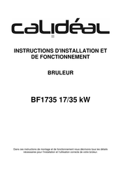 Calideal BF 1735 Instructions D'installation Et De Fonctionnement