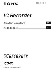 Sony IC Recorder ICD-70 Mode D'emploi