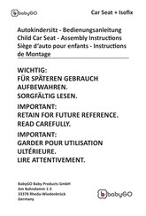 BabyGo Car Seat + Isofix Instructions De Montage