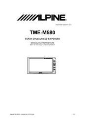 Alpine TME-M580 Manuel Du Propriétaire