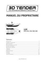 3D TENDER LUX 550 Manuel Du Propriétaire
