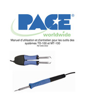 Pace worldwide TD-100 Manuel D'utilisation Et D'entretien