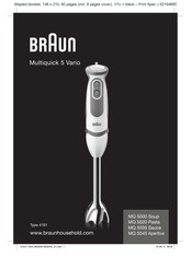 Braun MQ 5020 Pasta Mode D'emploi